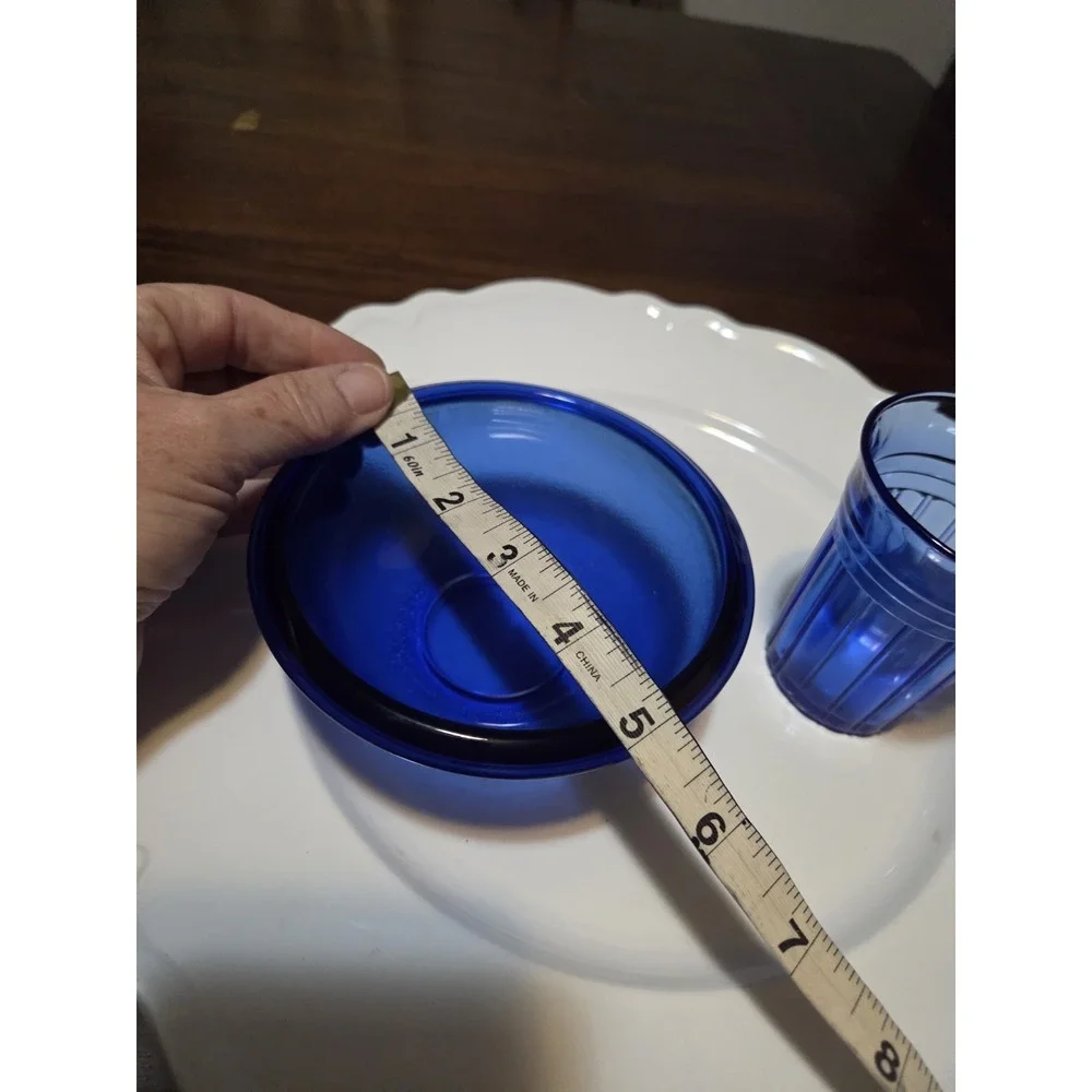 vintage Arcoroc France deep cobalt blue glass bowl  And Hazel Atlas Tumbler